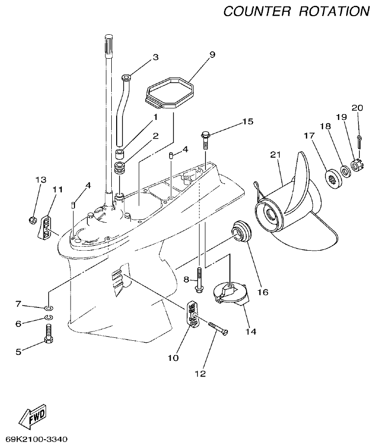 Yamaha F200BET, FL200BET LOWER CASING & DRIVE 4 parts diagram
